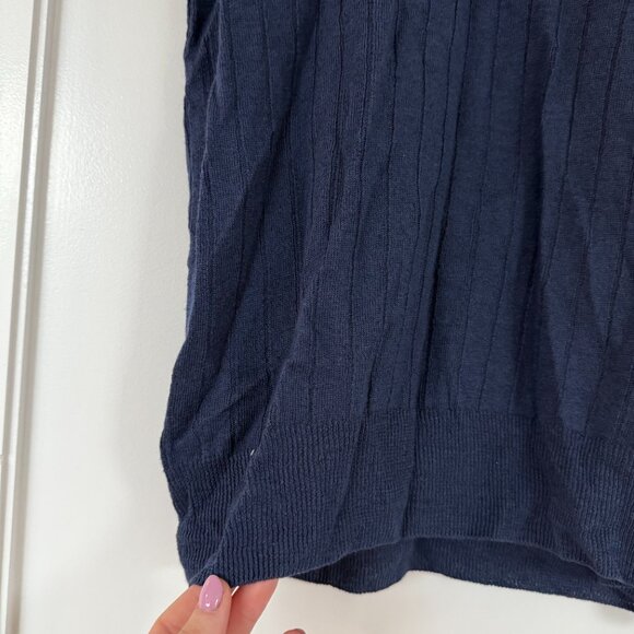 NWT Barena Marco Polo Shirt Ribbed Knit Short Sleeve Navy Linen Blend Sz XL - Picture 6 of 9